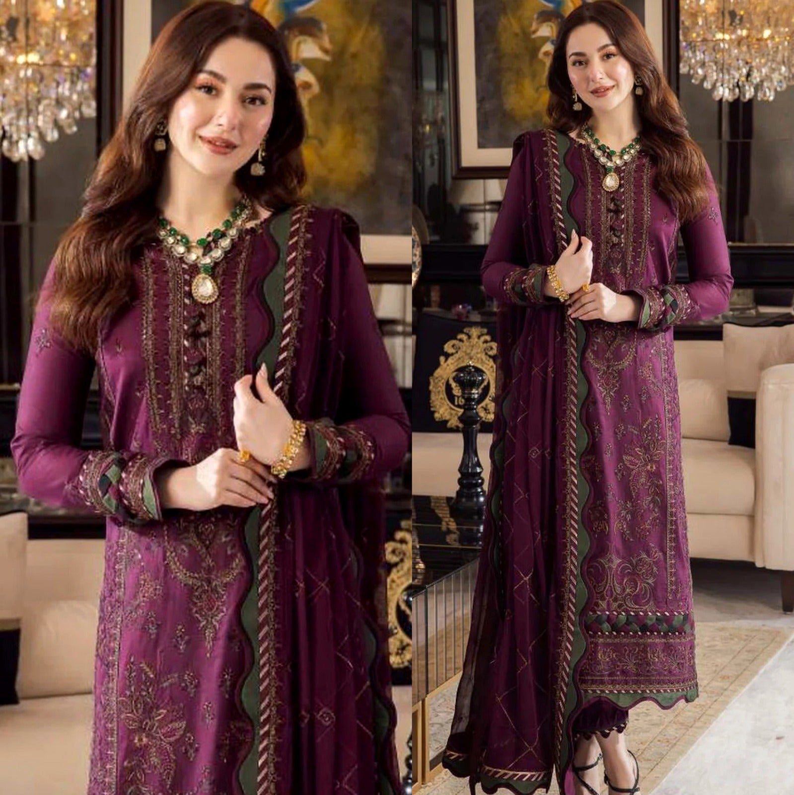 Asim Jofa Dhanak 3PC Embroidered Suit with Chiffon Dupatta – ZC673