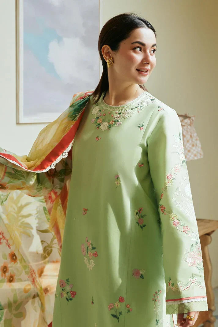 Dhanak 3PC Embroidered Shirt with Digital Printed Wool Shawl – ZC3238