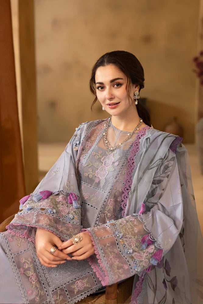 Lawn-3PC Chikakari Embroidered Shirt With Organza Printed Dupatta-SS5172