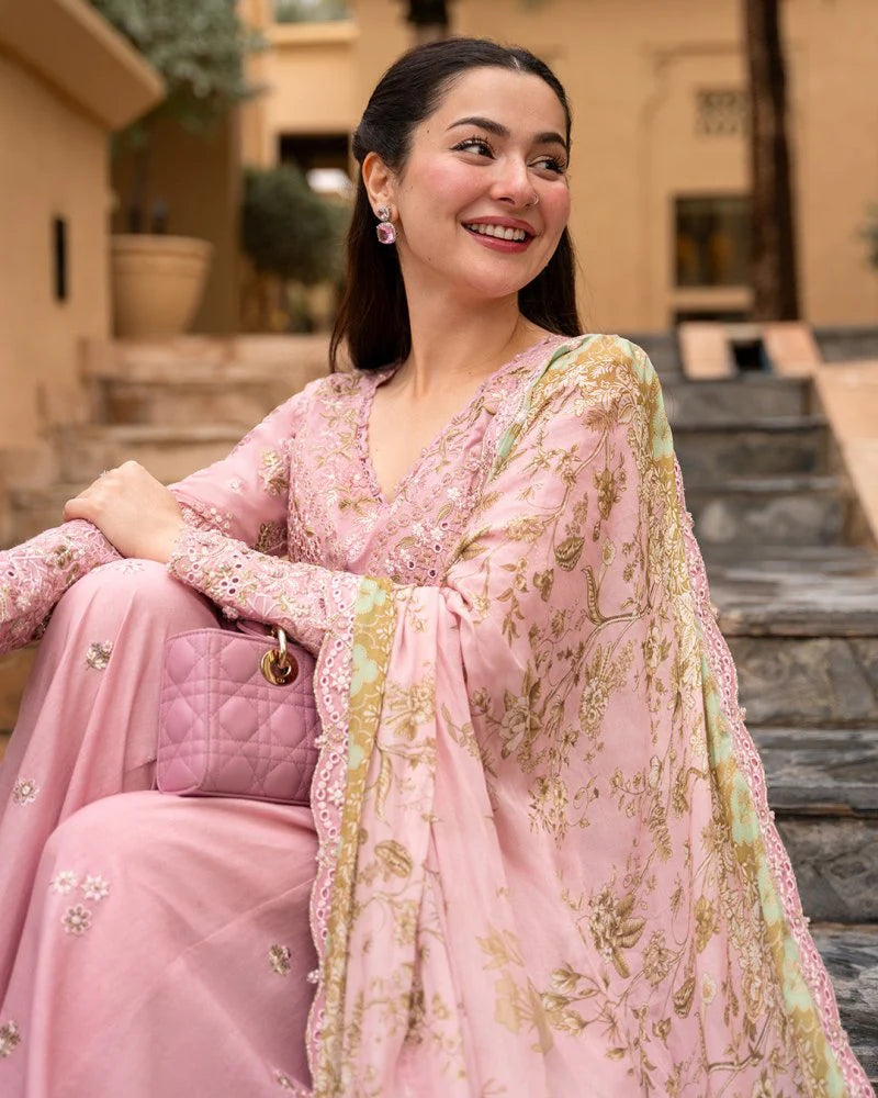 Lawn-3PC Chikankari Embroidered Shirt With Chiffon Printed Dupatta-SS5260