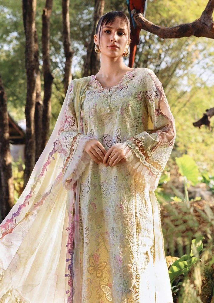 Lawn-3PC Chikankari Embroidered Shirt With Digital Printed Chiffon Dupatta-SS4022