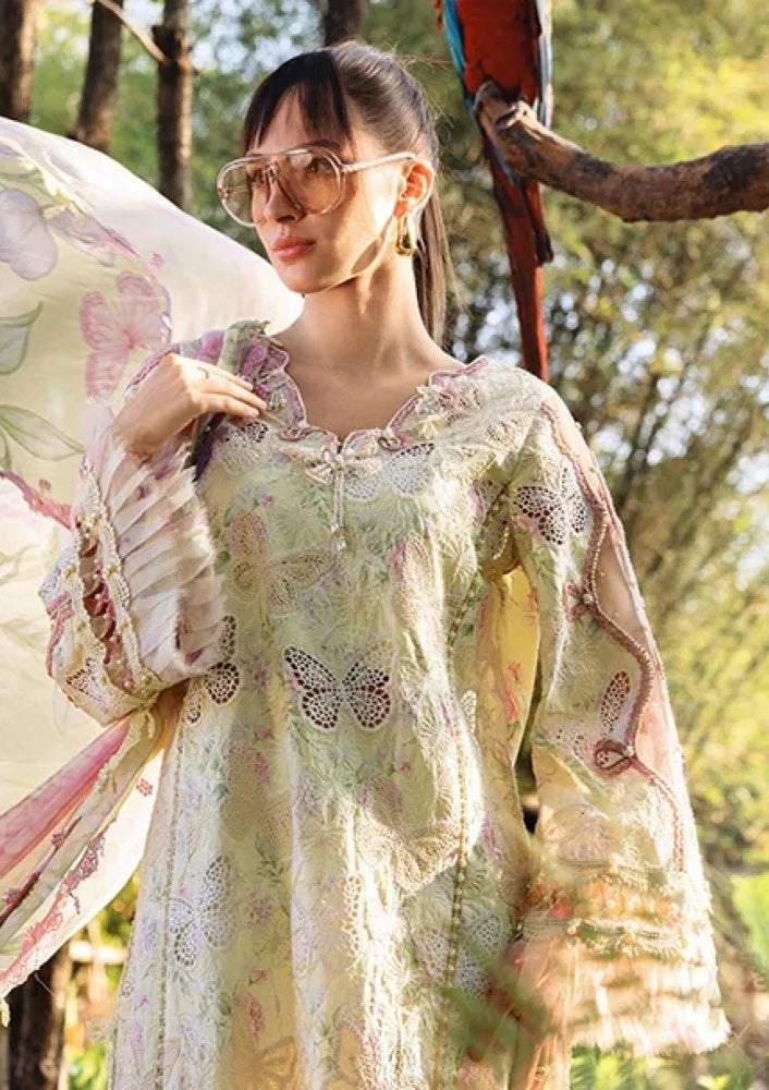 Lawn-3PC Chikankari Embroidered Shirt With Digital Printed Chiffon Dupatta-SS4022