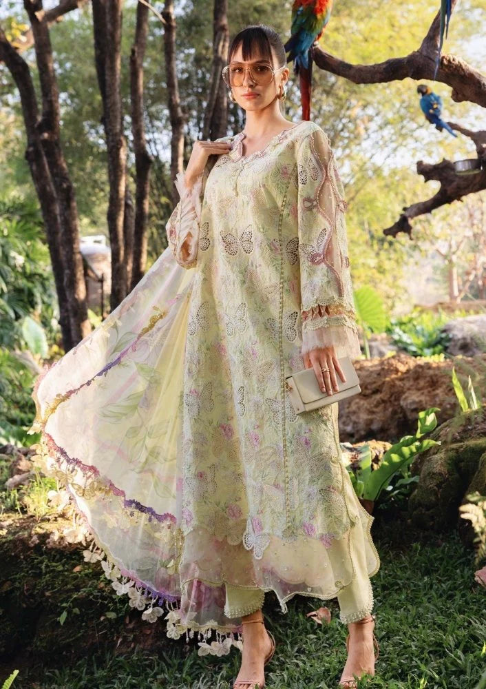 Lawn-3PC Chikankari Embroidered Shirt With Digital Printed Chiffon Dupatta-SS4022