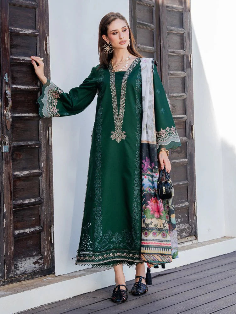 Lawn-3PC Chikankari Embroidered Shirt With Digital Printed Jacquard Dupatta-SS5338