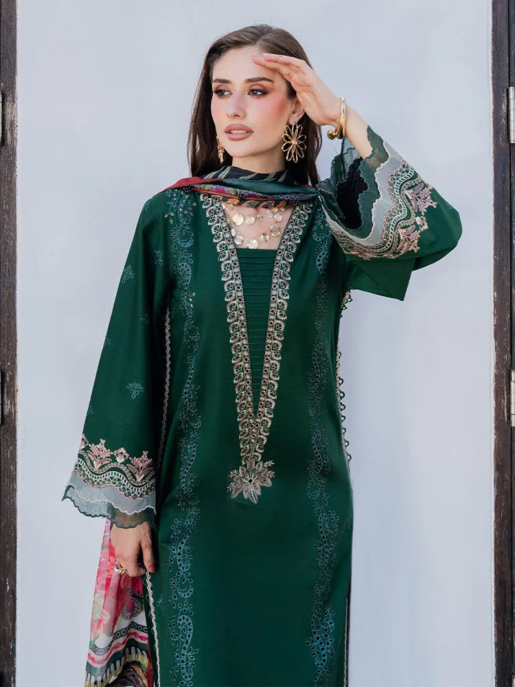 Lawn-3PC Chikankari Embroidered Shirt With Digital Printed Jacquard Dupatta-SS5338