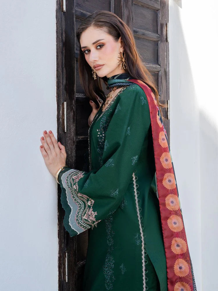 Lawn-3PC Chikankari Embroidered Shirt With Digital Printed Jacquard Dupatta-SS5338
