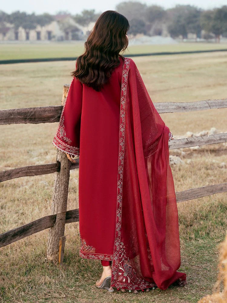 Lawn-3PC Chikankari Embroidered Shirt With Khadi Net Embroidered Dupatta-SS5268