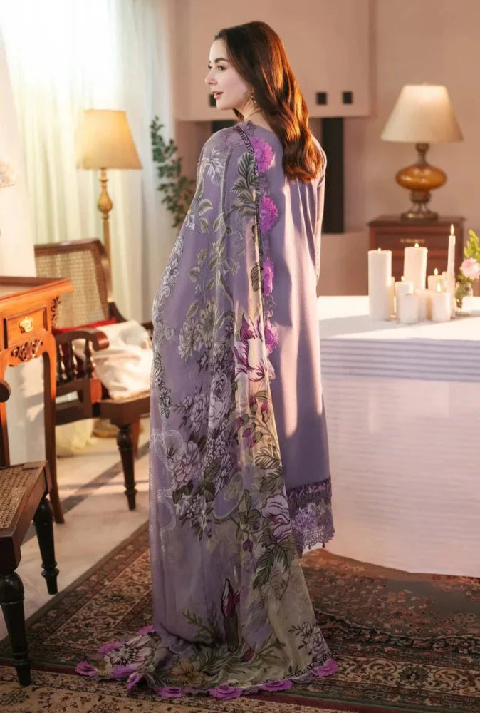 Lawn-3PC Chikankari Embroidered With Digital Printed Jacquard Dupatta-5189