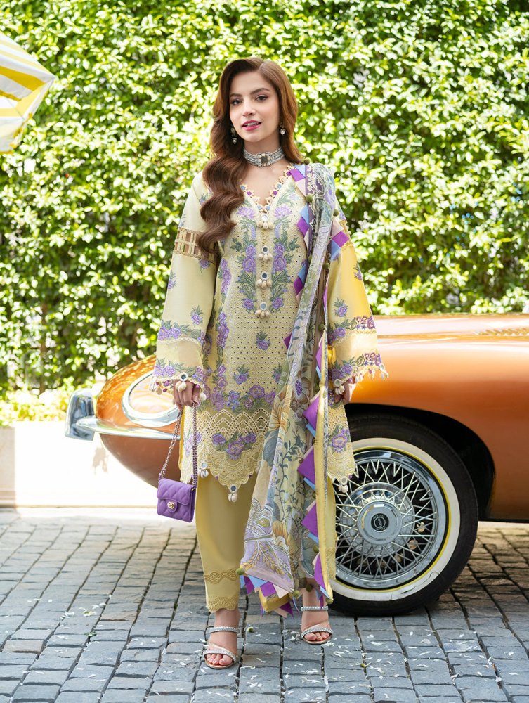 Lawn-3PC Chikankari Embroidered With Digital Printed Jacquard Dupatta-SS5239