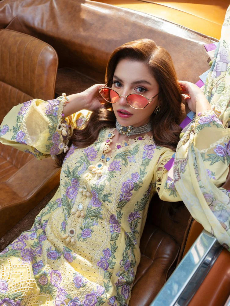 Lawn-3PC Chikankari Embroidered With Digital Printed Jacquard Dupatta-SS5239