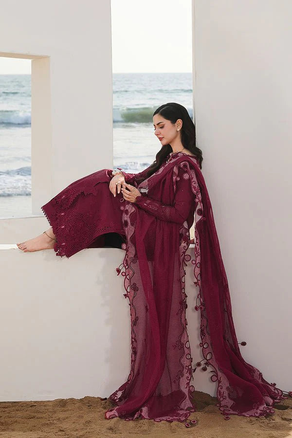 Lawn-3PC Chikankari Embroidered With Organza Embroidered Dupatta-SS5219
