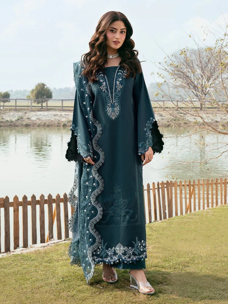 Lawn-3PC Chikankari Embroidered With Organza Embroidered Dupatta-SS5283