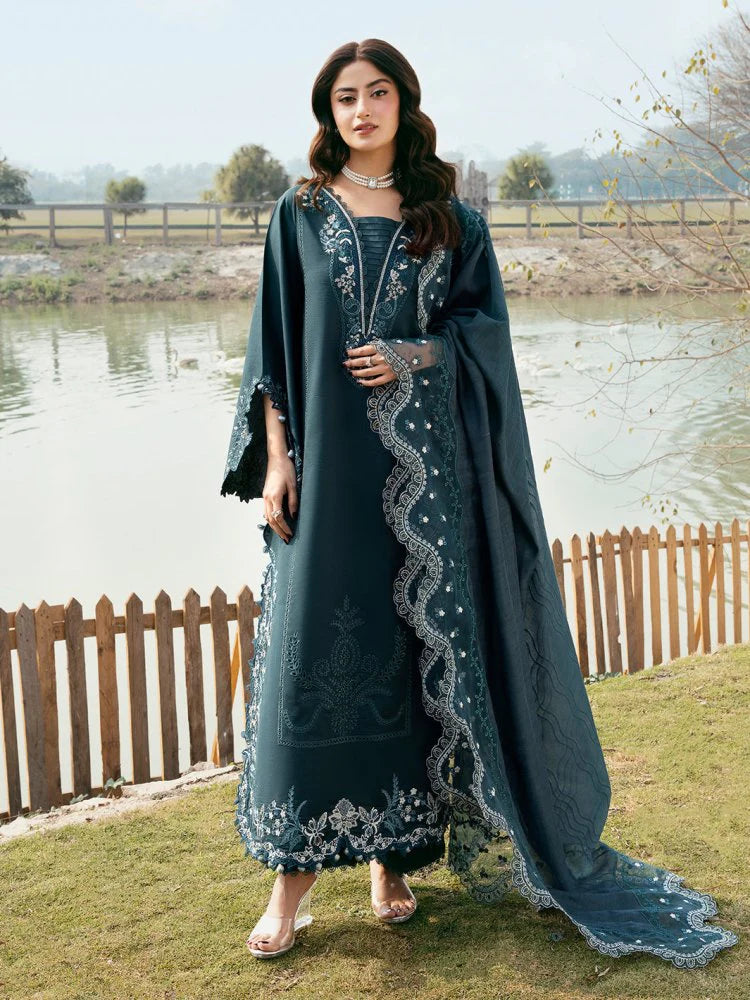 Lawn-3PC Chikankari Embroidered With Organza Embroidered Dupatta-SS5283