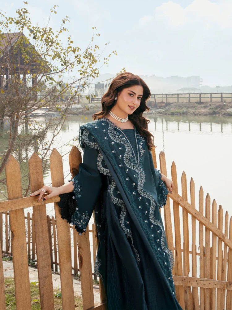 Lawn-3PC Chikankari Embroidered With Organza Embroidered Dupatta-SS5283