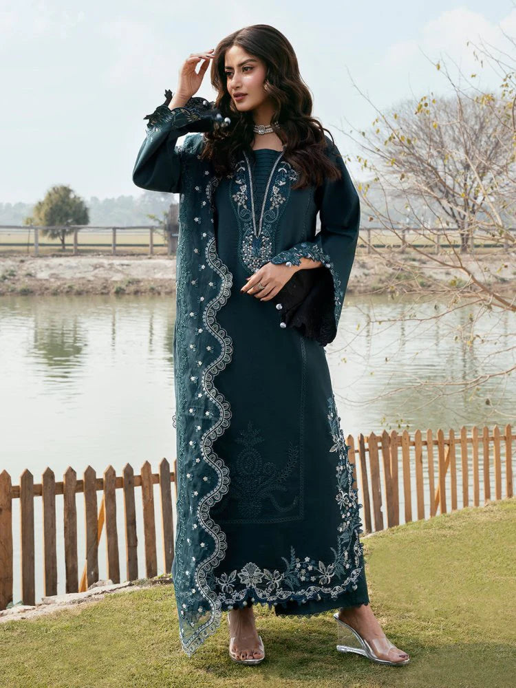 Lawn-3PC Chikankari Embroidered With Organza Embroidered Dupatta-SS5283
