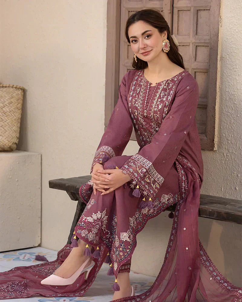 Lawn-3PC Embroidered Shirt with Chiffon Embroidered Dupatta- SS5064