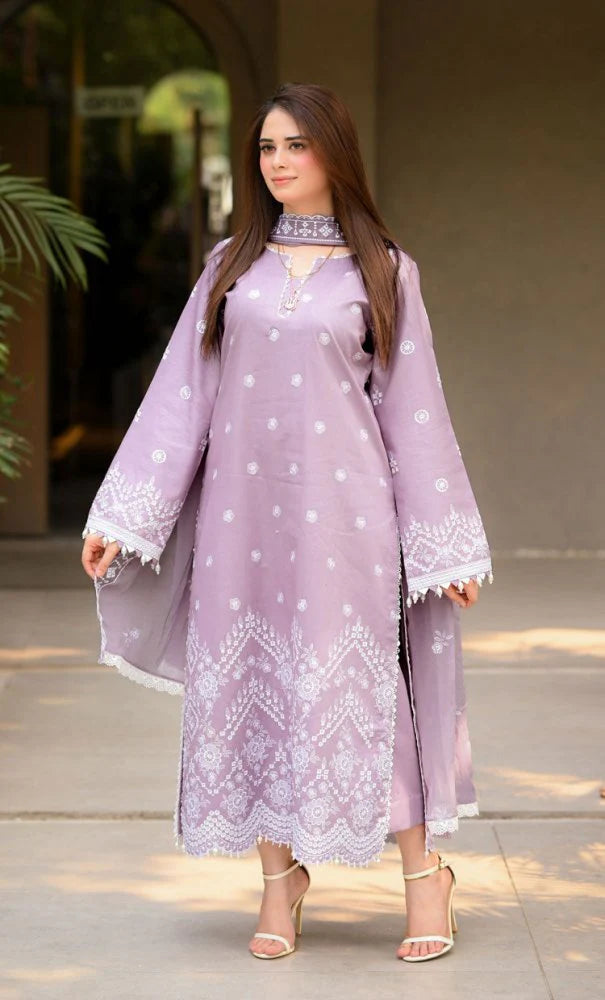 Lawn-3PC Embroidered Shirt with Chiffon Embroidered Dupatta-SS5136