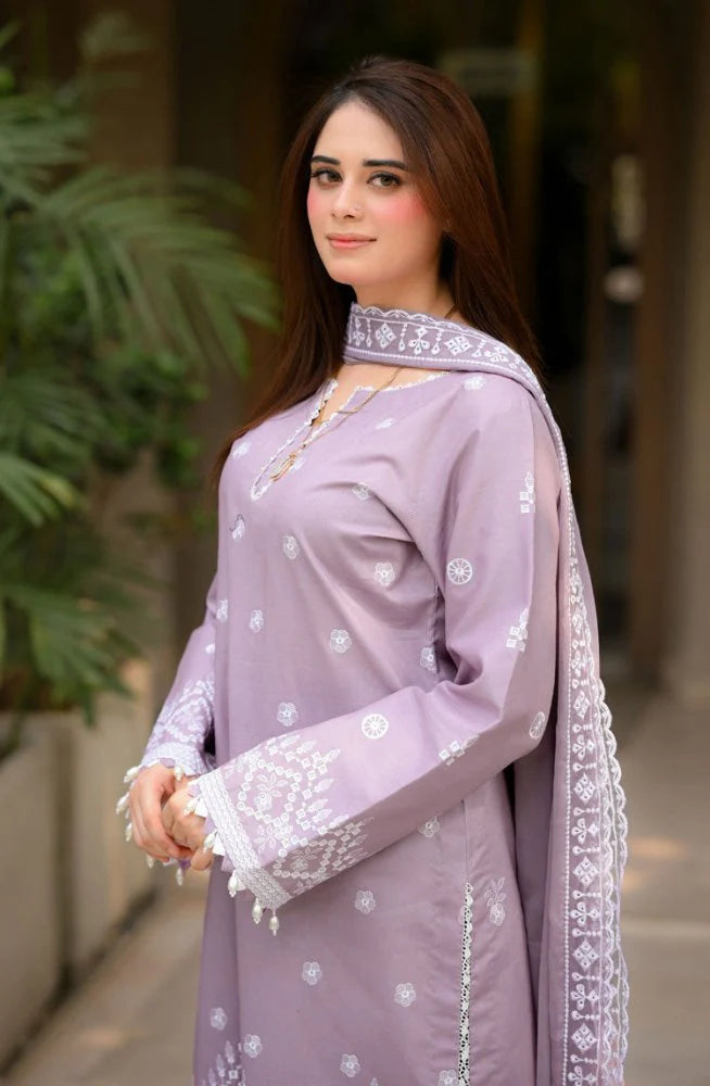 Lawn-3PC Embroidered Shirt with Chiffon Embroidered Dupatta-SS5136