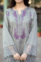 Lawn-3PC Embroidered Shirt with Chiffon Embroidered Dupatta-SS5155