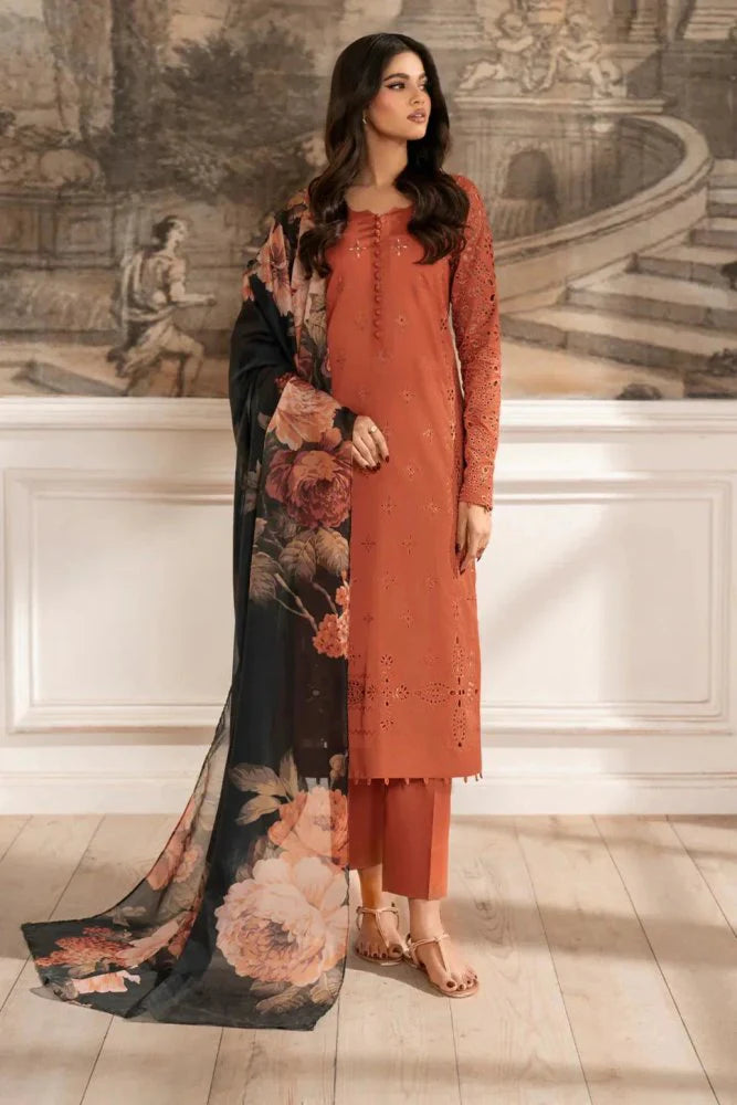Lawn-3PC Embroidered Shirt with Digital Printed Chiffon Dupatta-SS5072