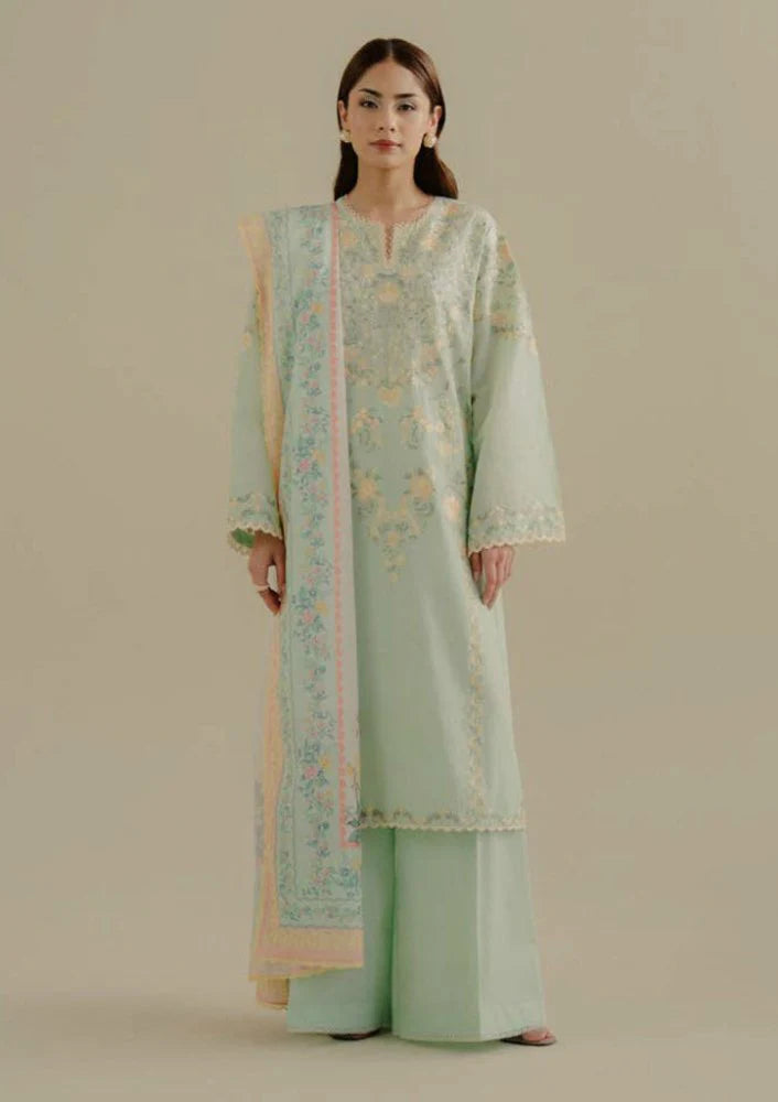 Lawn-3PC Embroidered Shirt with Digital Printed Jacquard Dupatta-SS1395