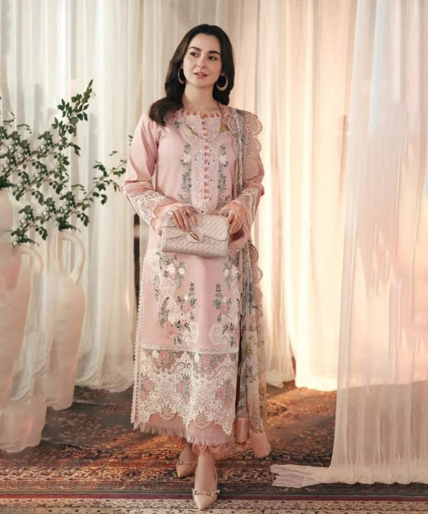 Lawn-3PC Embroidered Shirt with Digital Printed Jacquard Dupatta- SS5036
