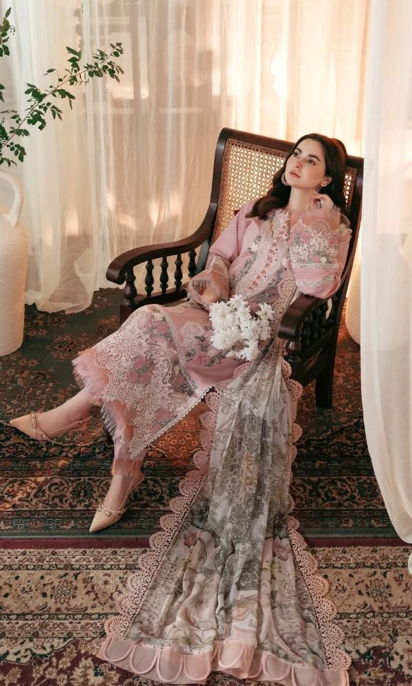 Lawn-3PC Embroidered Shirt with Digital Printed Jacquard Dupatta- SS5036