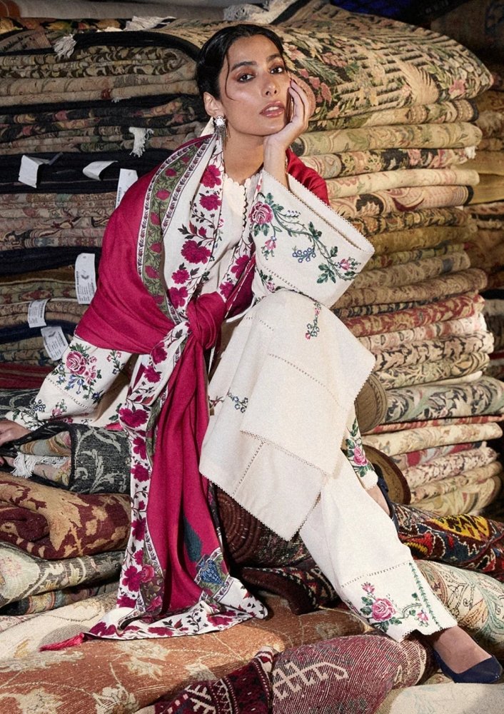 Lawn-3PC Embroidered Shirt With Digital Printed Jauqard Dupatta-SS5097