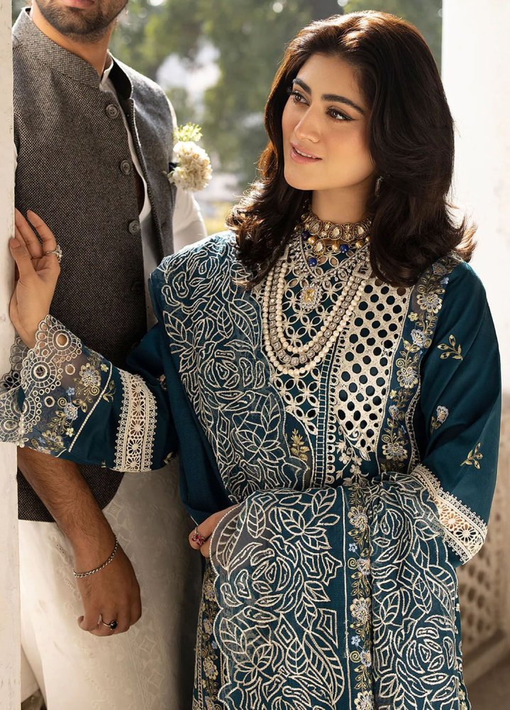 Lawn-3PC Embroidered Shirt With Khadi Net Embroidered Dupatta-SS5218