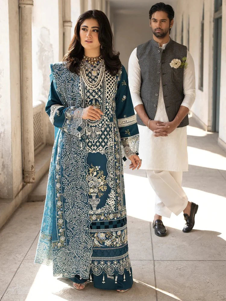 Lawn-3PC Embroidered Shirt With Khadi Net Embroidered Dupatta-SS5218