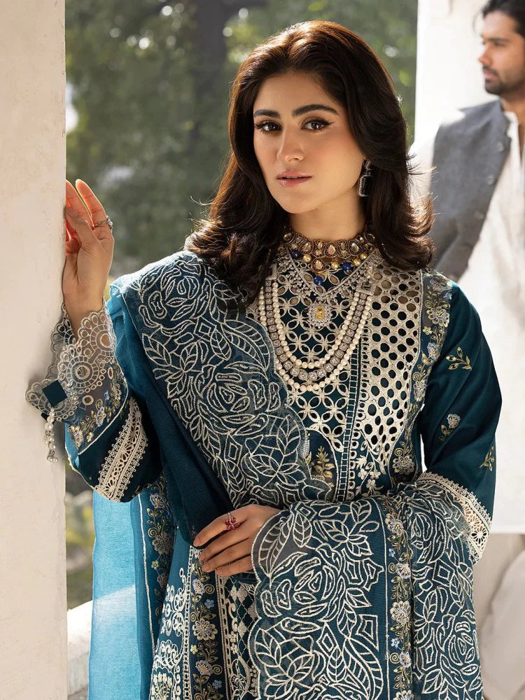 Lawn-3PC Embroidered Shirt With Khadi Net Embroidered Dupatta-SS5218