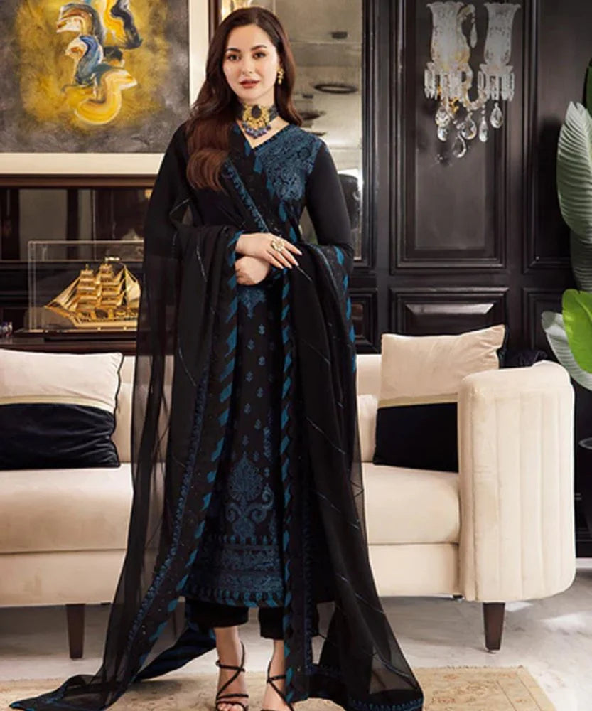 Lawn-3PC Embroidered Shirt with Organza Embroidered Dupatta-SS1064
