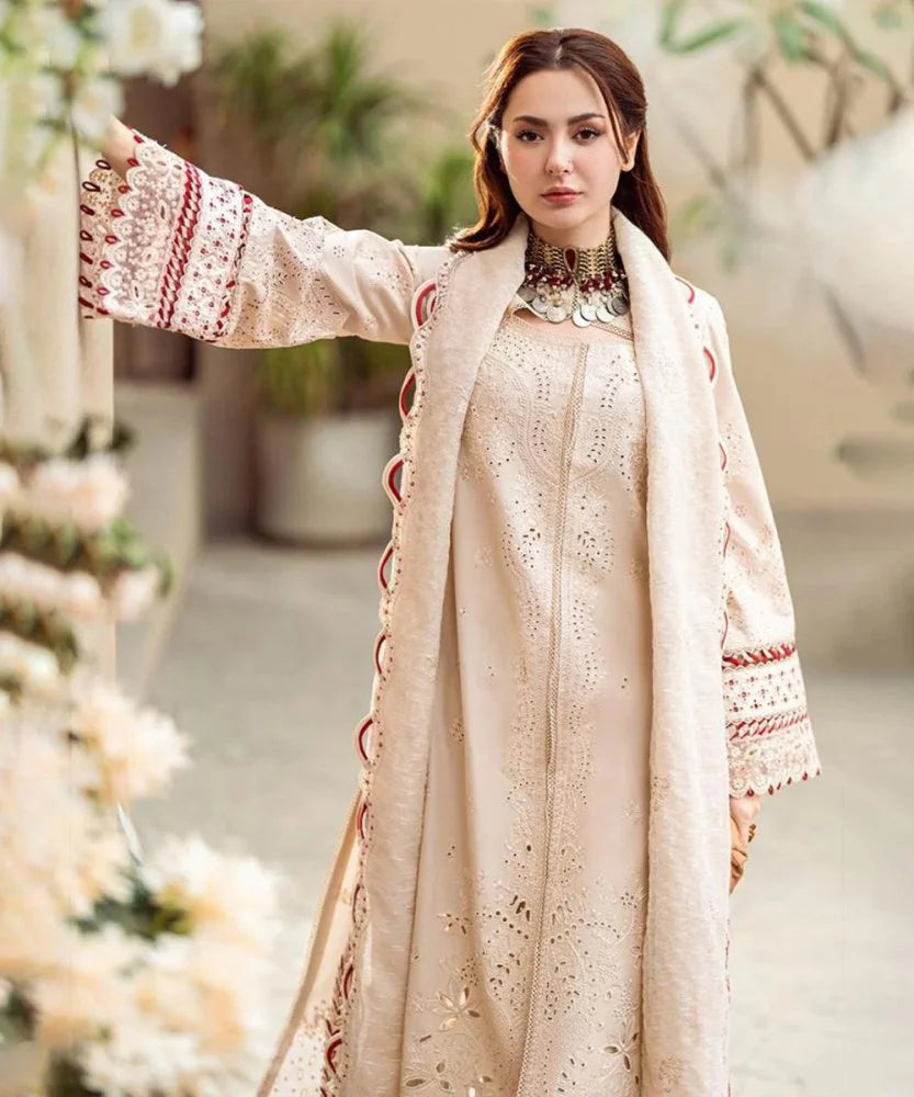 Lawn-3PC Embroidered Shirt with Organza Embroidered Dupatta-SS1357