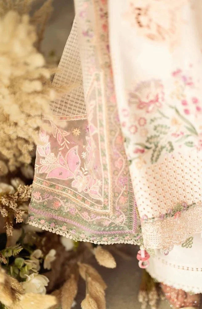 Lawn-3PC Embroidered Shirt with Organza Embroidered Dupatta-SS1379