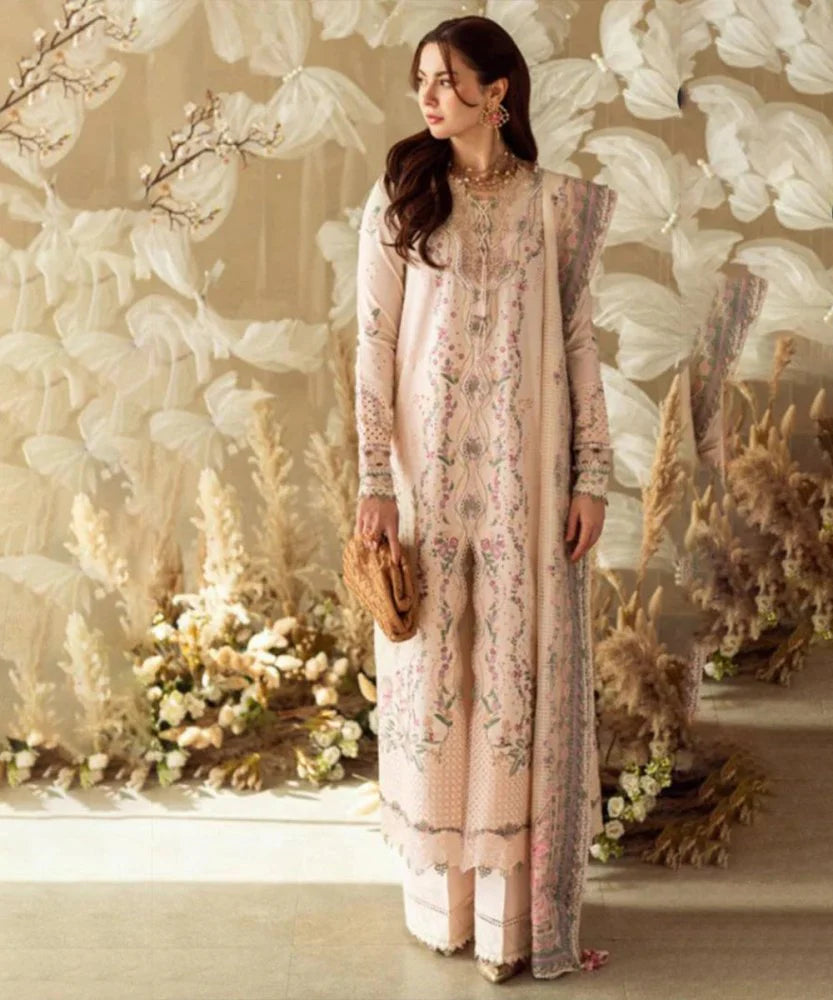 Lawn-3PC Embroidered Shirt with Organza Embroidered Dupatta-SS1379