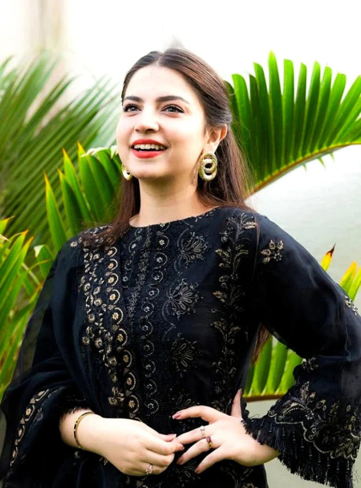 Lawn 3PC Embroidered Shirt with Organza Embroidered Dupatta- SS5012