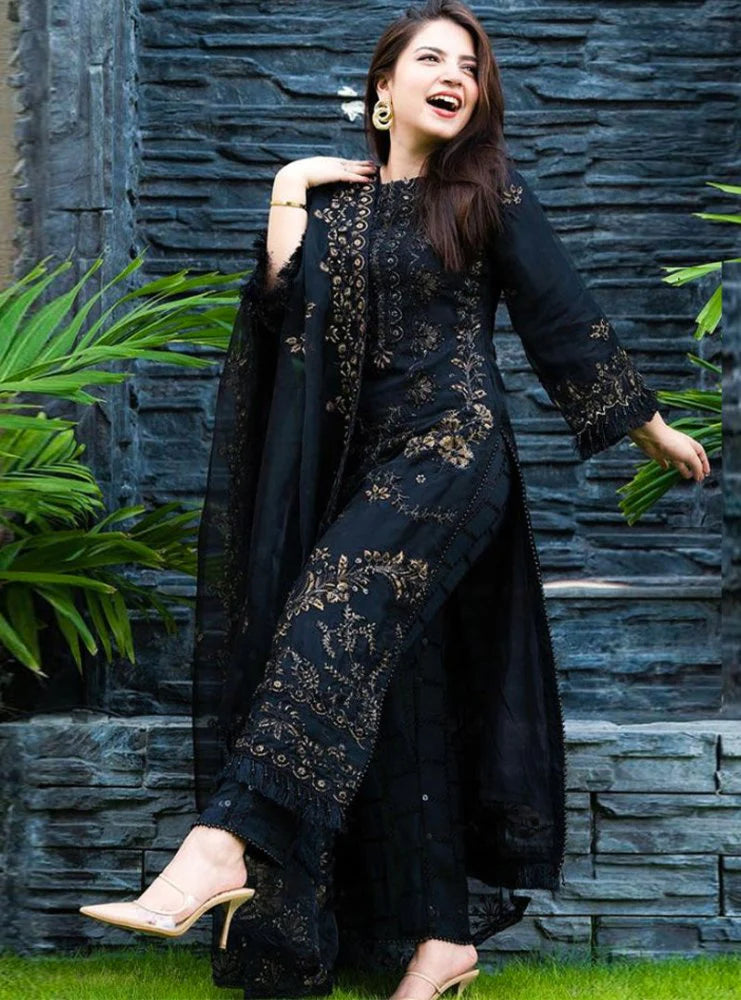 Lawn 3PC Embroidered Shirt with Organza Embroidered Dupatta- SS5012