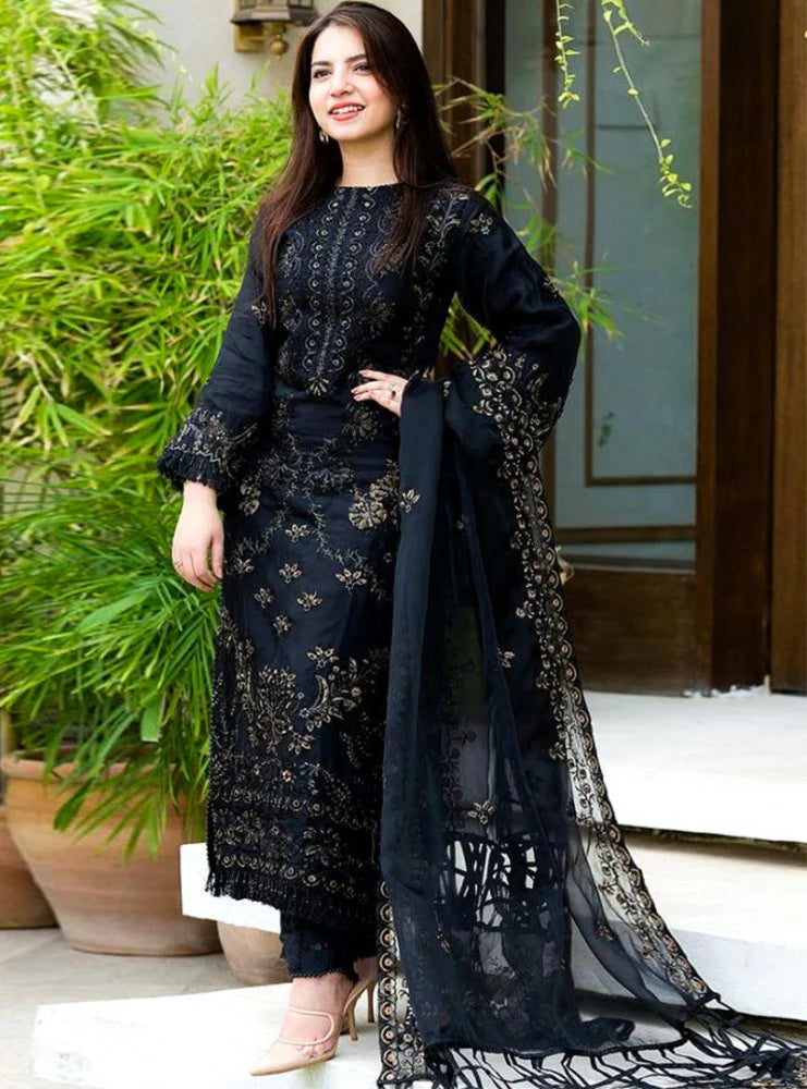 Lawn 3PC Embroidered Shirt with Organza Embroidered Dupatta- SS5012