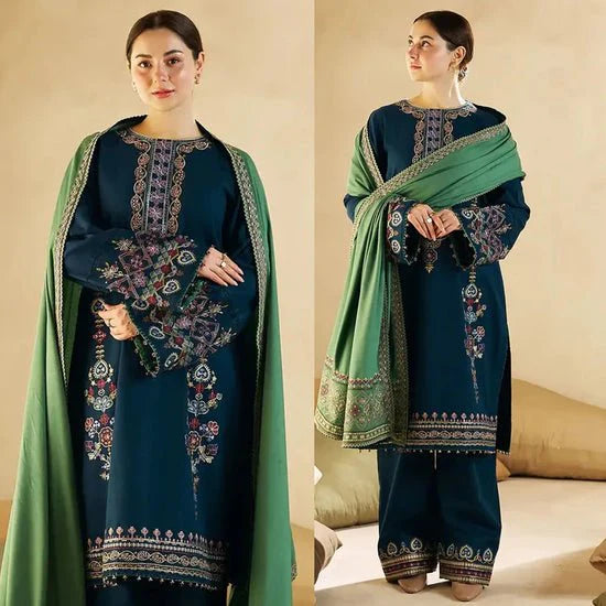 Lawn 3PC Embroidered with Cotton Net Viscose Embroidered Dupatta -SS5175