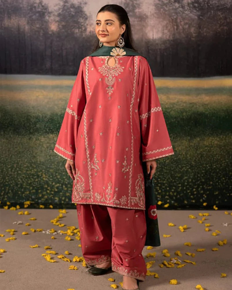 Lawn 3PC Embroidered with Digital Printed Jacquard Dupatta-5092