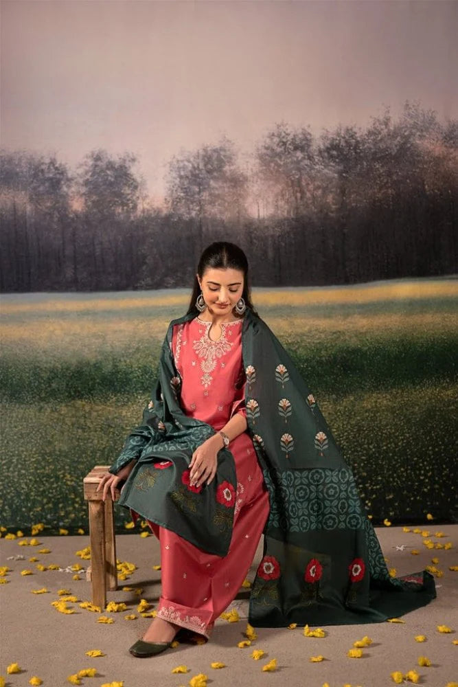 Lawn 3PC Embroidered with Digital Printed Jacquard Dupatta-5092