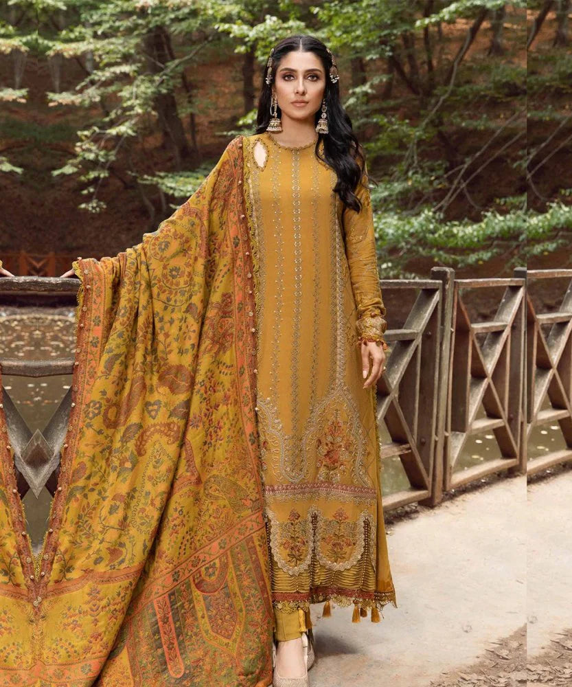 Lawn 3PC Embroidered With Digital Printed Jacquard Dupatta-SS5124