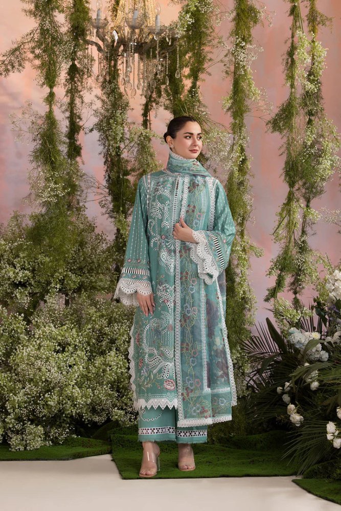 Lawn-3PC Embroidered With Organza Digital Printed Dupatta-5193