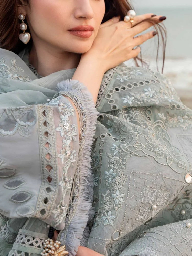Lawn-3PC Laser Cut Embroidered Shirt With Khadi Net Embroidered Dupatta-SS5401