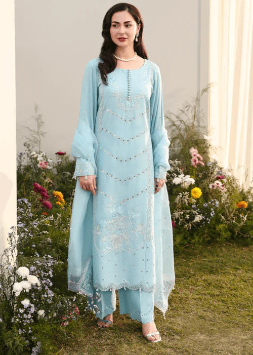 Lawn-3PC Sequence Embroidered Shirt With Khadi Net Embroidered Dupatta-SS5247