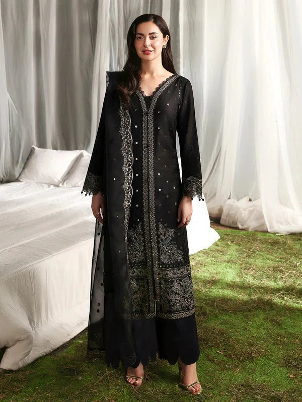 Lawn-3PC Sequence Embroidered With Organza Embroidered Dupatta-SS5299