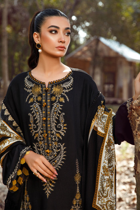 Dhanak-3PC Embroidered Shirt with Digital Printed Wool Shawl - 3429