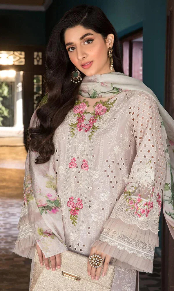 Lawn-3PC Chikankari Embroidered With Digital Printed Dupatta-SS1056
